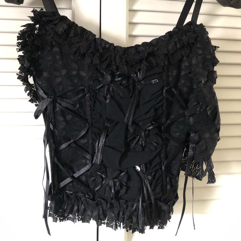 Black frilly bustier